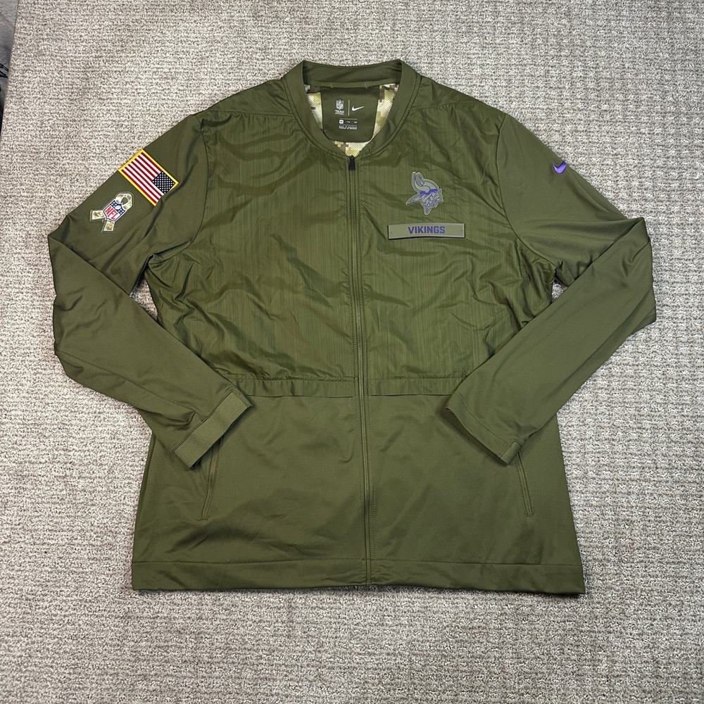 Nike Minnesota Vikings Salute to Service Jacket Mens XXL Olive Green NFL Zip